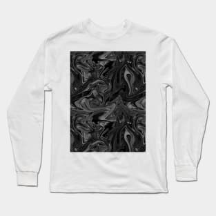 Black Silk Marble - Digital Liquid Paint Long Sleeve T-Shirt